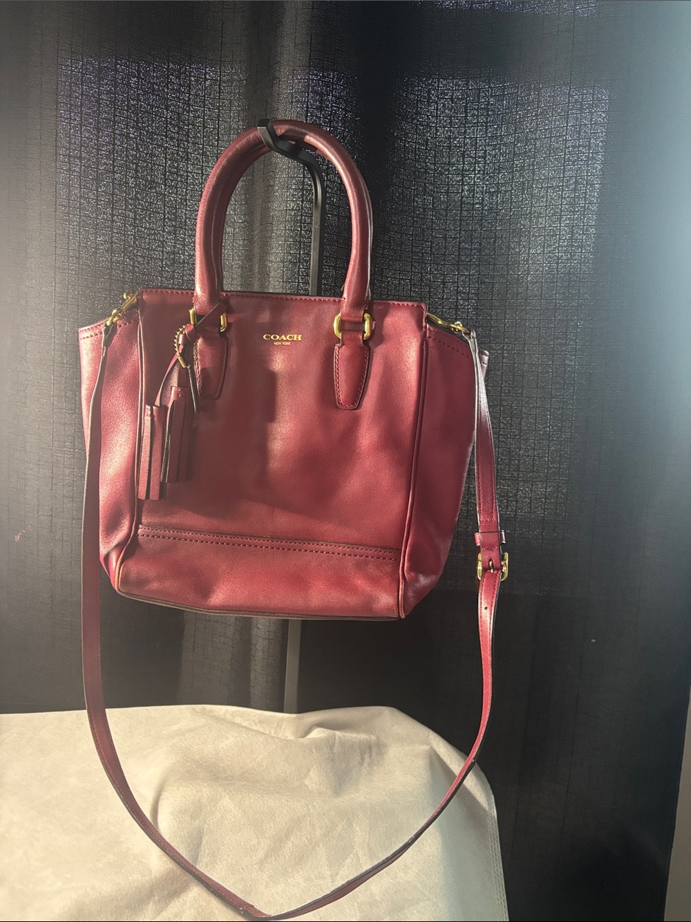 Coach legacy Burgundy Leather Satchel with Removable Strap